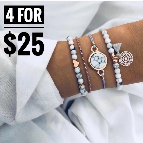 Jewelry - 4 for $25 SALE!!!! 4 Piece Beaded Charm Bracelets